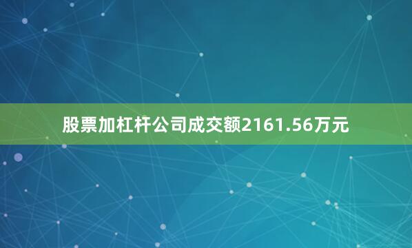 股票加杠杆公司成交额2161.56万元